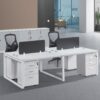 محطة عمل مزدوجة بيضاء أنيقة – WS146W--WORKSTATION-2-SEATER